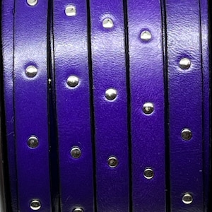 Cuir clouté plat 10 mm - Violet foncé - ST10-20 - Choisissez votre longueur