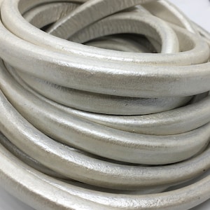 Regaliz Licorice Leather - Metallic White - RM11 - Choose Your Length