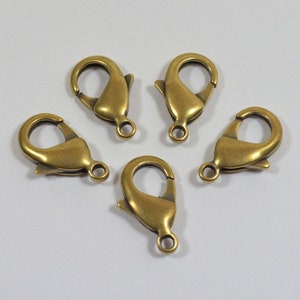 Large 23mm x 13mm Lobster Clasps - Antique Brass - Choose Your Quantity