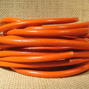 4.5mm Round European Leather - Tangerine - 4.5M- 30 - Choose Your Length