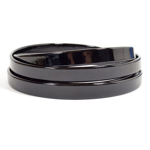 10mm Flat Patent Leather - Black - 10FPAT-1 - Choose Your Length