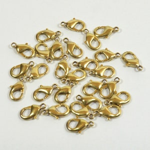 12mm x 7mm Lobster Clasps - Raw Brass - Choose Your Quantity