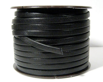 5mm Flat Leather - Black - L5F-1 - Choose Your Length
