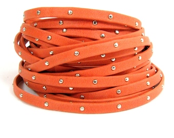Cuero Arizona con tachuelas planas de 5 mm - Naranja - L5F-ST11 - Elige tu longitud