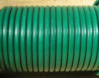 5mm Round Premier Leather - Kelly Green - 5M - Choose Your Length