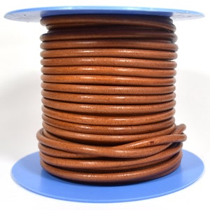 4mm Round European Leather - Camel #5  - Choose your Length