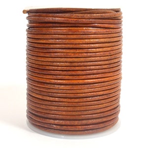 2mm Round Indian Leather - Natural Light Brown - L2 - DC7