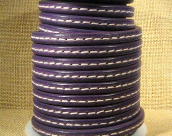 Licorice Leather - Purple Stitched - Choose Your Length