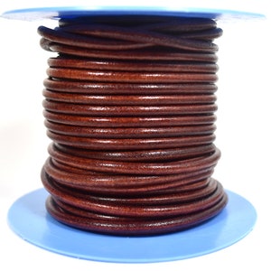 4mm Round European Leather - Whiskey #24 - Choose your Length