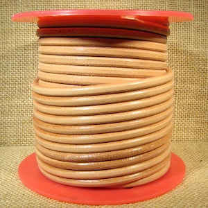 Premier Italian Leather - 5mm Round - Natural - 2 - Choose Your Length