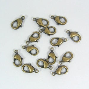 12mm x 7mm Lobster Clasps - Antique Brass - Choose Your Quantity