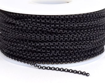 2 mm Rolo-kedja - Midnattssvart - CH48 - Välj din längd
