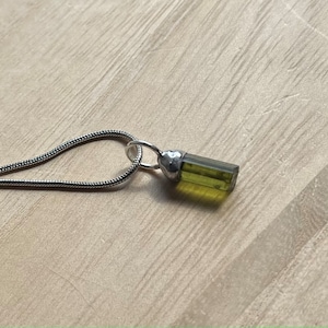 Dainty Green Tourmaline Pendant / Handmade / Ethically Sourced Natural Crystals