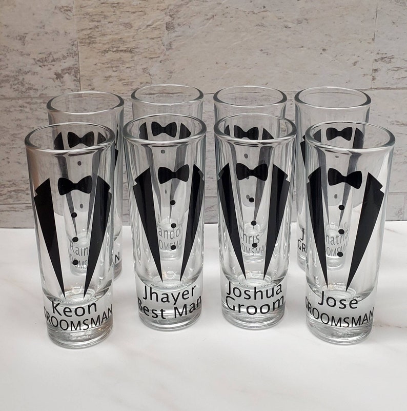 Groomsman Shot Glasses Tuxedo Shot Glasses Wedding Party | Etsy