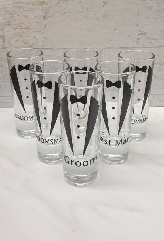 Groomsman Shot Glasses Tuxedo Shot Glasses Wedding Party | Etsy