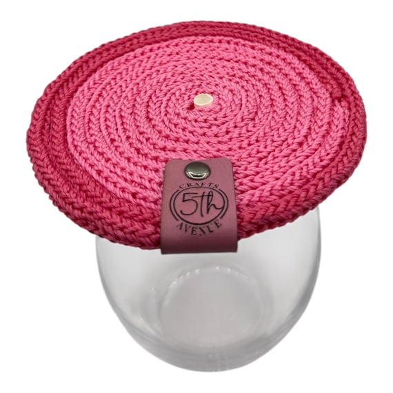 Rose & Paradise Pink (inner) Hand Knitted Drink Cover • Glass Topper, Outdoor Bug Protector