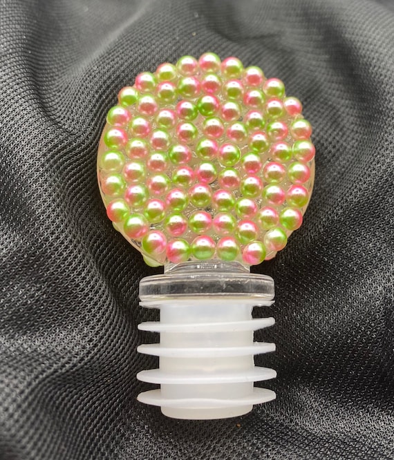 AKA Wine Bottle Stopper (Pink/Green beads)