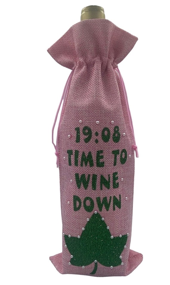 AKA Wine Bag TTWD (pink w/ivy)