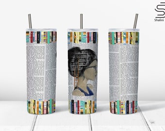 Just a girl who loves books, 20oz skinny tumbler straight and tapered wrap digital JPEG