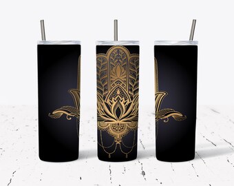 Hamsa Hand Gold, 20oz skinny tumbler