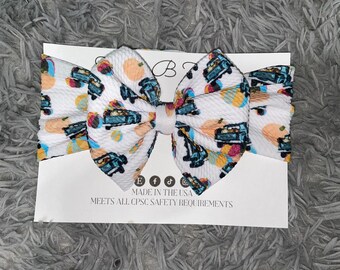 Fall Truck Pumpkin Headwrap, Infant Soft Fabric Bow