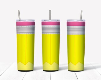 Pencil Sublimation tumbler, Digital file, JPEG and Mock up, 20oz skinny tumbler