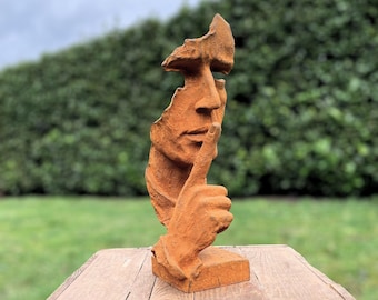 Modern bust - "Silence" - Cast iron sculpture