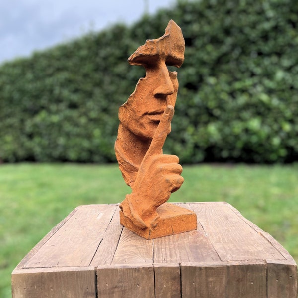 Modern bust - "Silence" - Cast iron sculpture