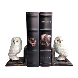 Cast iron bookends | Snow owl