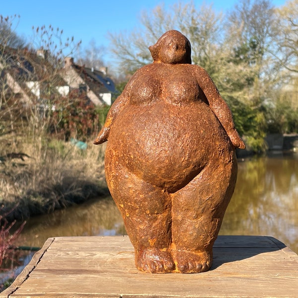 Garden sculpture standing fat lady | Abstract sculpture |