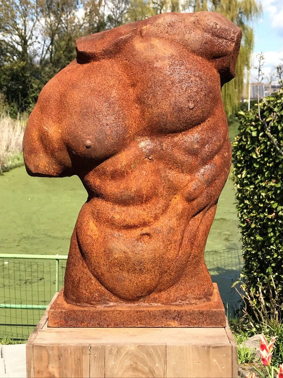 Male Torso In Cast Iron Garden Statue, Cast Iron Garden Statues Australia