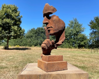 Busto moderno - "Silencio" - Escultura de hierro fundido
