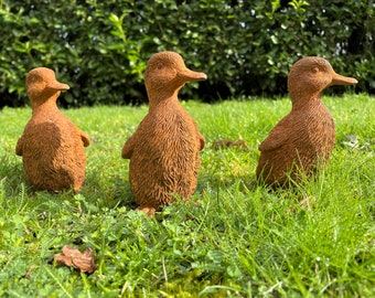 3 Cast iron ducklings| Garden statues | Pond decoration