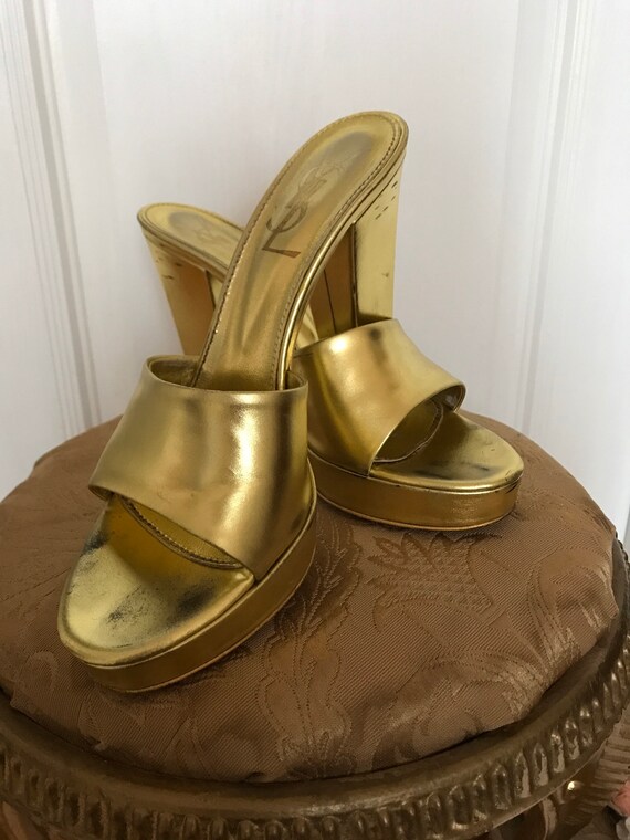 Yves Saint Laurent golden sandals