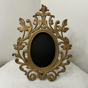 Mid-Century Victorian Brass ornate photo frame ornate gold Picture Frame MCM decor