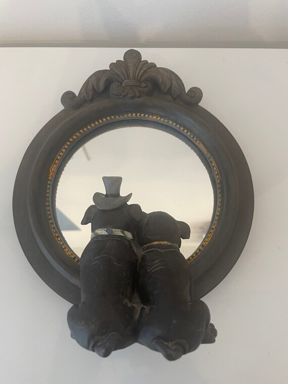 Vintage Round Mirror With Bulldogs Home Decor Dog Lovers - Etsy