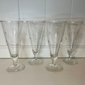 Vintage Klar Geätzte Flying Duck Pilsner Gläser Trinkgläser Glas Vogel Tassen MCM Barware