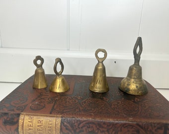 Vintage Brass Bell set small Christmas rustic bells  vintage Christmas retro Christmas set of 4