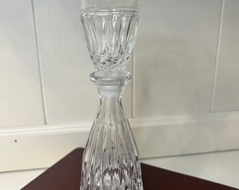 Vintage crystal decanter with shot glass cup with stopper on top  2  available barcart decor mcm