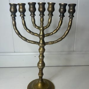 Vintage brass Menorah, 7 candle holder, Judaica, Hanukkah, Chanukah, Jewish Holiday, Candelabra