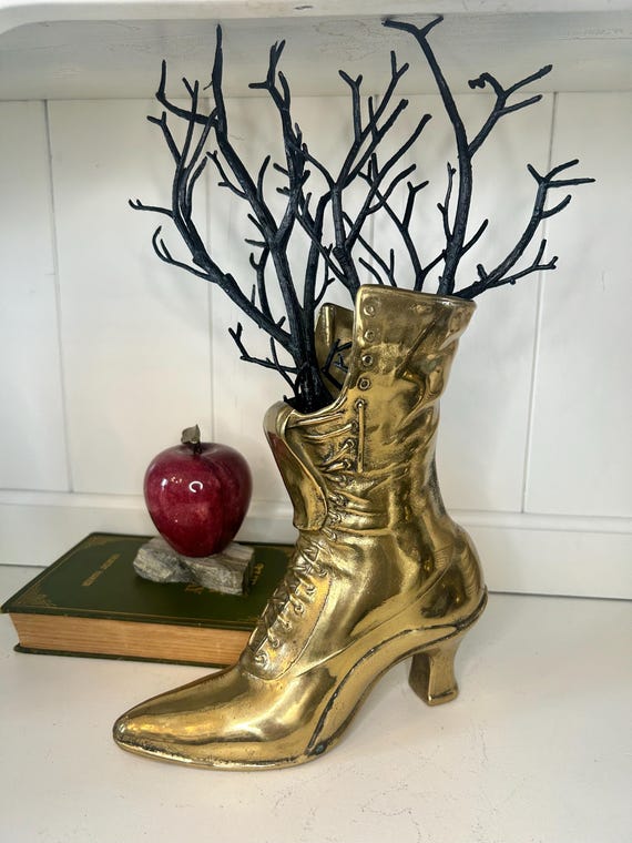 Brass Boot lace ups. Vintage Brass Ladies Lace up Boot - Etsy main image 4