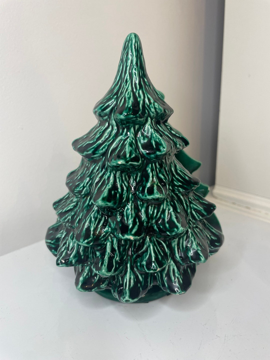 Ceramic Christmas Tree Napkin Holder Christmas Card Holder Green Etsy