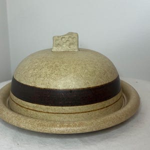 Vintage cheese dish with cheese slice lid cheese dome cheese stoneware dish Pottery Craft USA  MCM decor Cottagecore MCM decor kitchen decor
