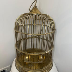Vintage Decorative Brass Bird Cage | Age, Wear, Patina gold cage plant stand brass plant stand bird cage decor MCM