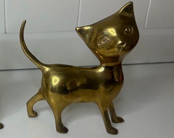 vintage brass cat brass kitty brass kitten brass cat decor MCM