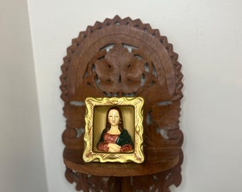 Vintage Carved wood wall shelf  Wall Hanging shelf MCM decor Wood Wall Display Plant Stand Shelf Ornate Cutout  Wall Shelving mcm