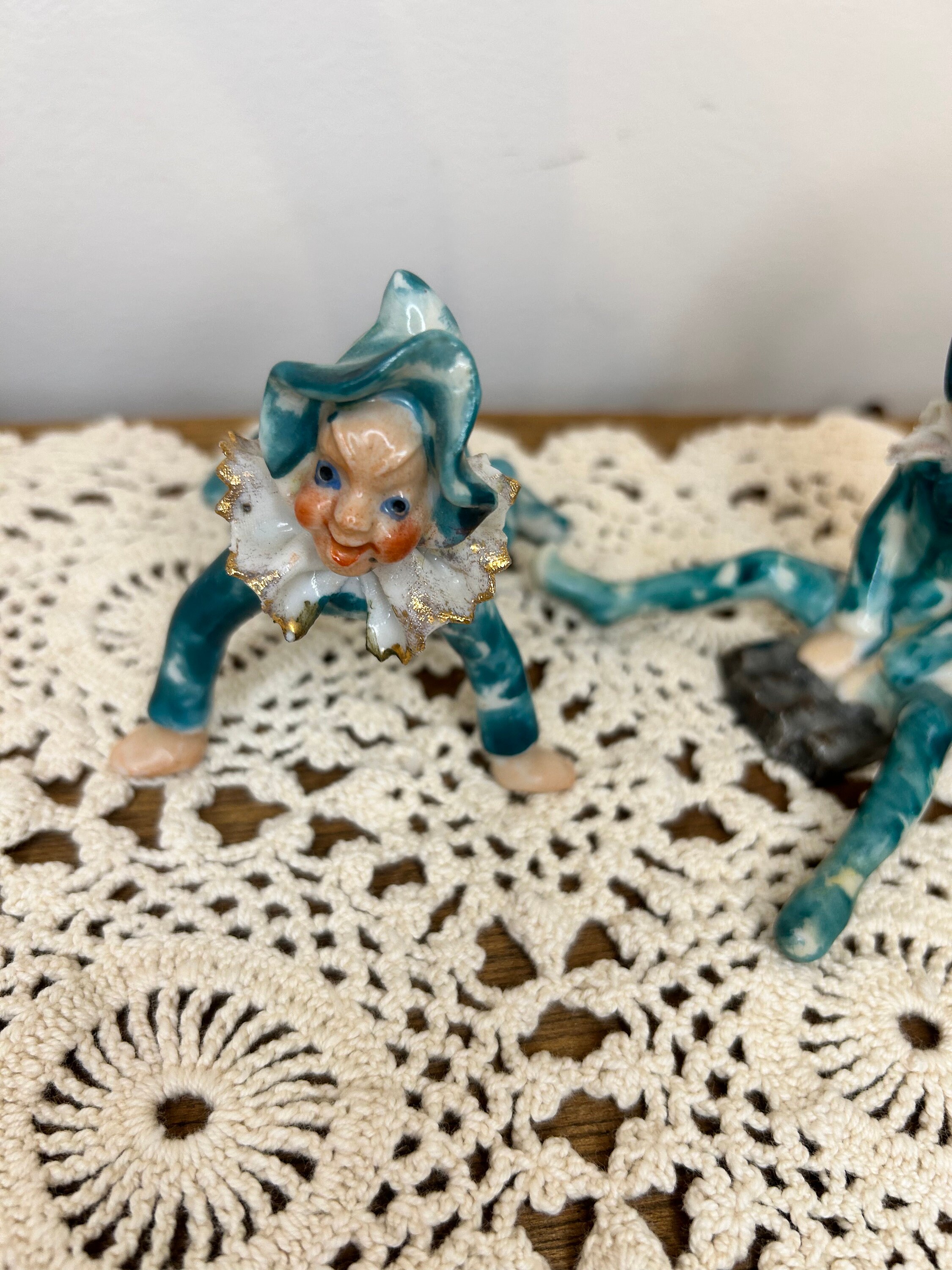 Set of 4 Vintage 1940's Occupied Japan Pixie Figurines Ceramic