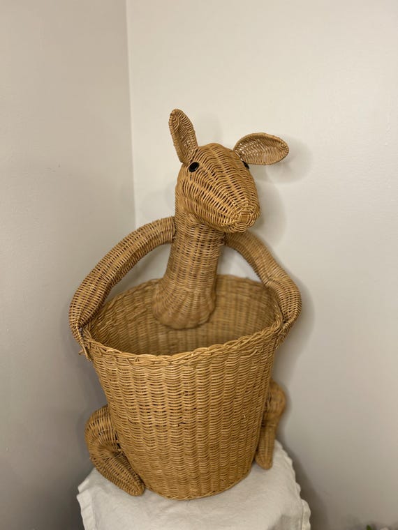 Wicker Kangaroo Basket wicker animals wicker collectors kangaroo decor boho