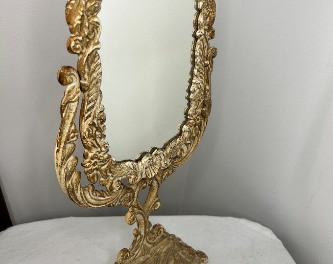 Large Vanity Ornate Metal Gold Vanity Mirror Swivel Mirror Ornate ...