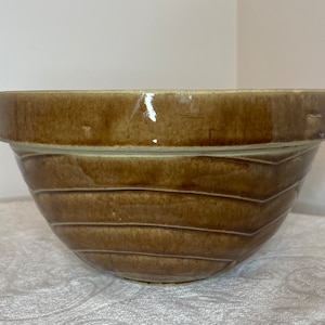 Vintage stoneware mixing bowl brown  crock bowl Antique stoneware bowl Kitchen Decor Vintage Kitchen Farmhouse cottage